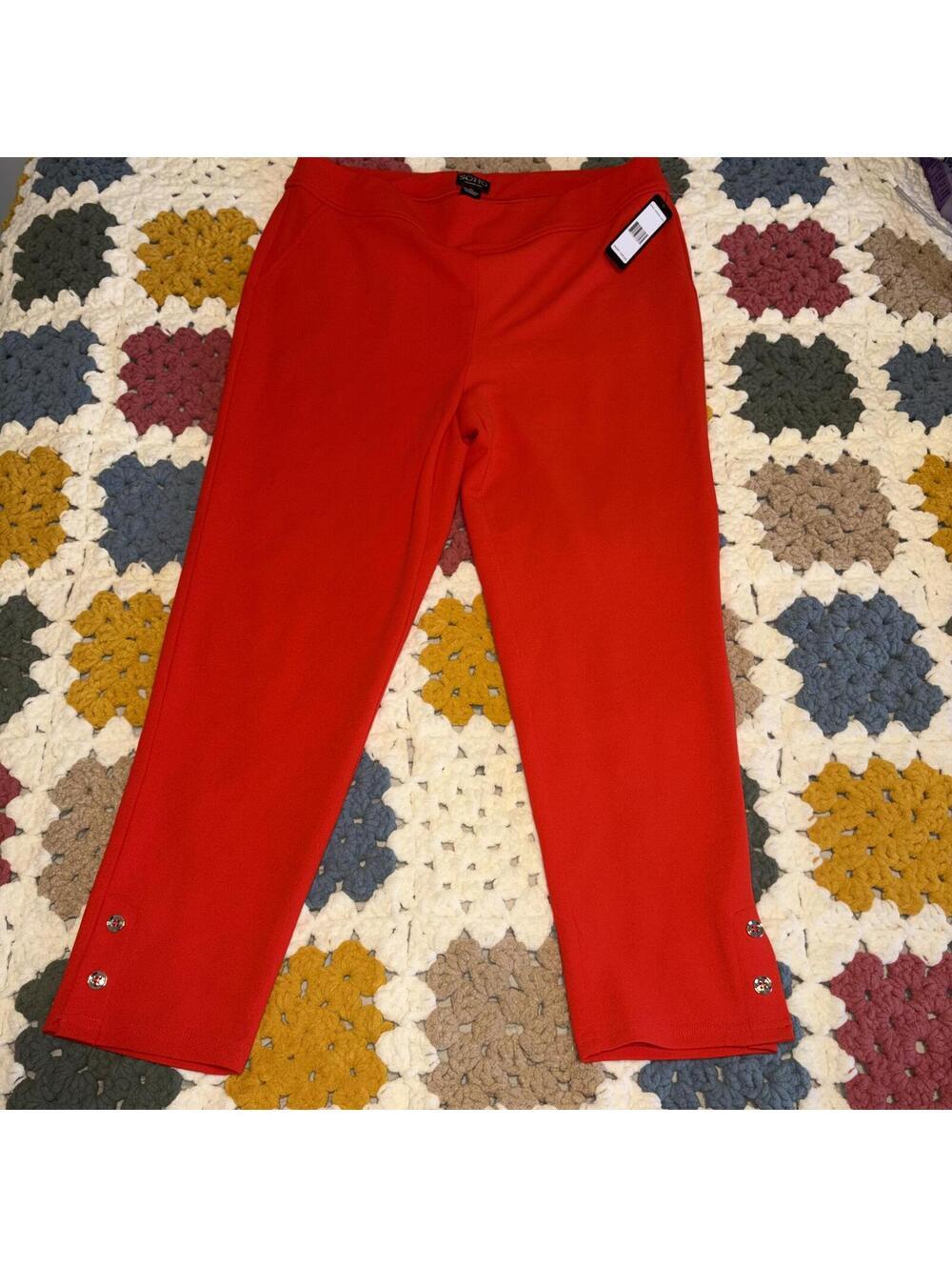 SOHO Apparel $48 NWT Red Stretch Active Pants with Button Detail Size Womans XL